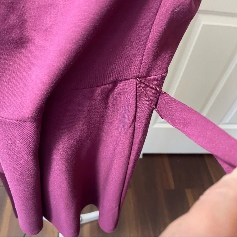 Eloquii Peplum Wrap Blouse V-Neck Long Sleeve Wine Maroon Adjustable 18